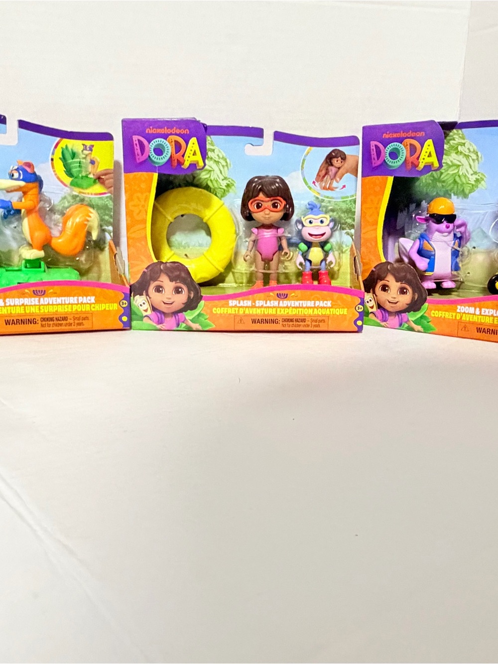 Nickelodeon Dora Splash Adventure Pack - Purple, Yellow, Pink lot of 3